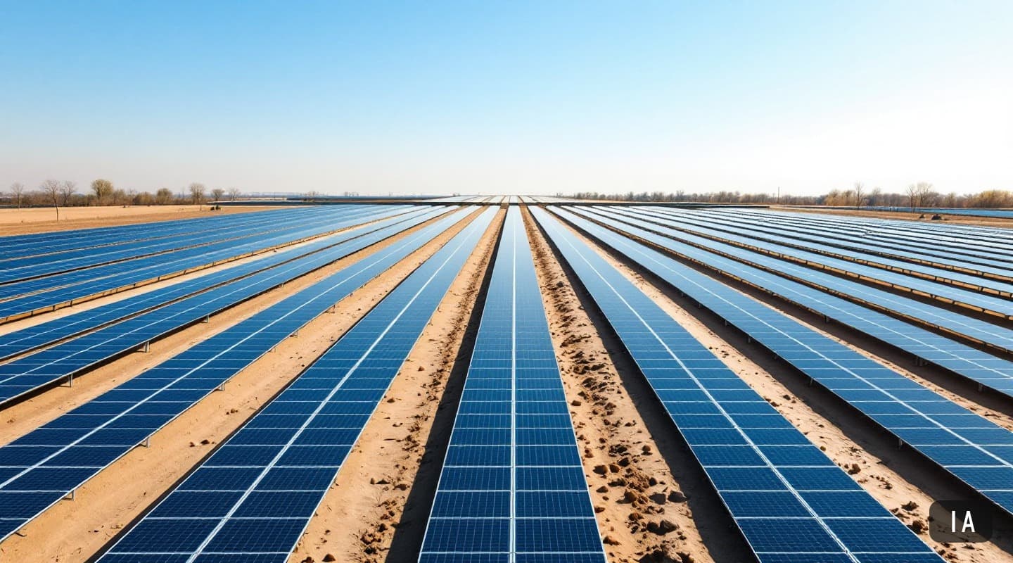 Ilustración generada por IA para: Masdar acuerda estudiar una ampliación de al menos 350 MW en su solar Garadagh de…