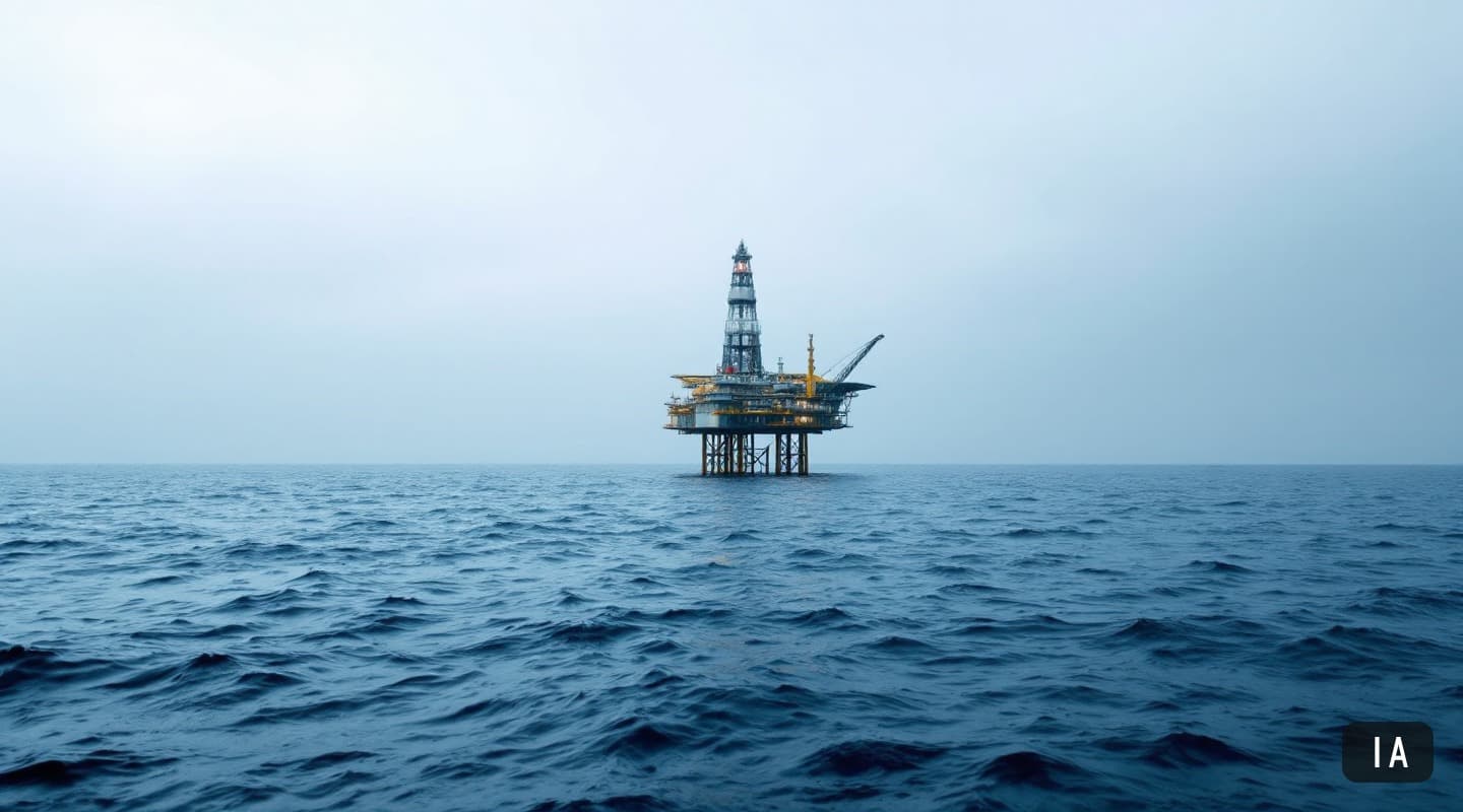 Ilustración generada por IA para: Petrobras asume la operación del bloque 3 en aguas profundas de Santo Tomé y Príncipe con…