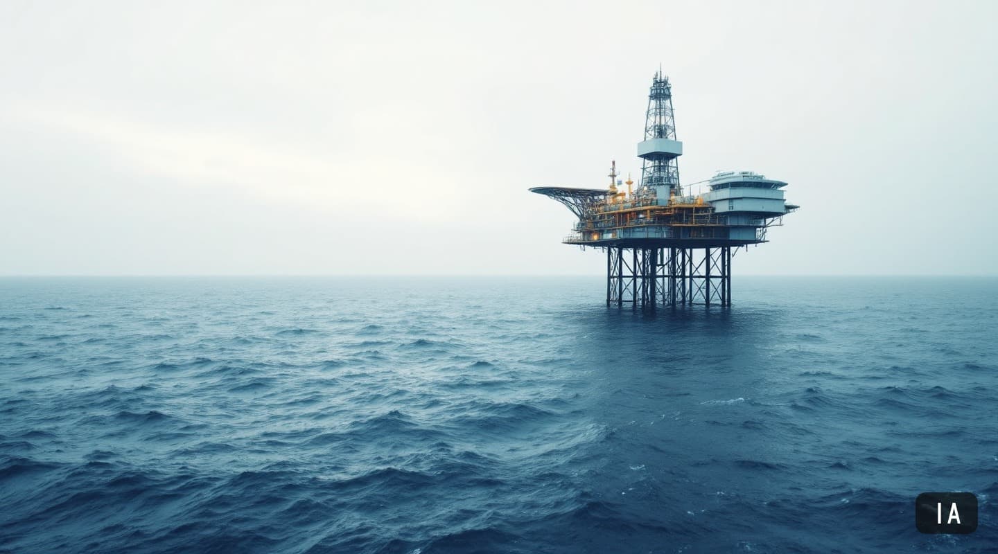 Ilustración generada por IA para: Neptun Deep: la plataforma Neptun Alpha se instala en el mar Negro con módulos fabricados…