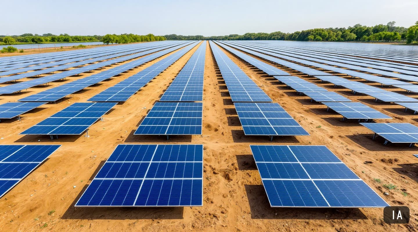 Ilustración generada por IA para: JA Solar inicia la entrega de módulos para el proyecto solar con almacenamiento de 5,2 GW…