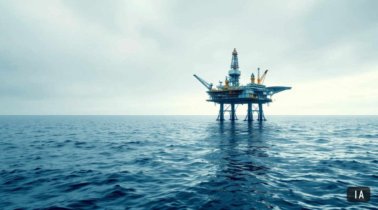 Ilustración generada por IA para: Halliburton se retira de Sea Lion y deja al descubierto la fragilidad del proyecto en las…